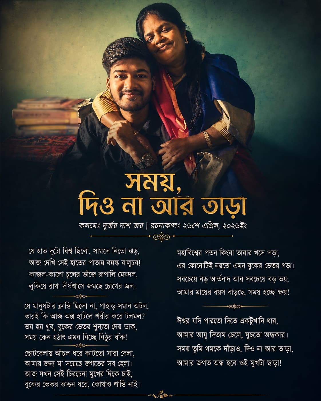 সময়, দিও না আর তাড়া - শ্রদ্ধেয় মা'কে উৎসর্গ করা কবিতা | দূর্জয় দাশ জয়